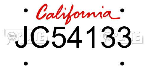 JC54133 California License Plate