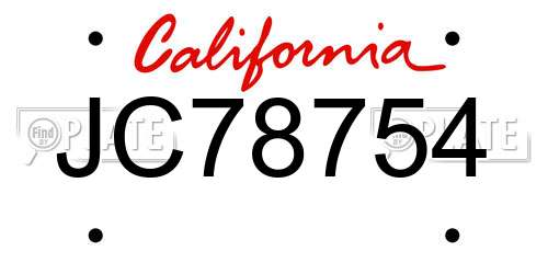JC78754 California License Plate