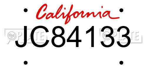 JC84133 California License Plate