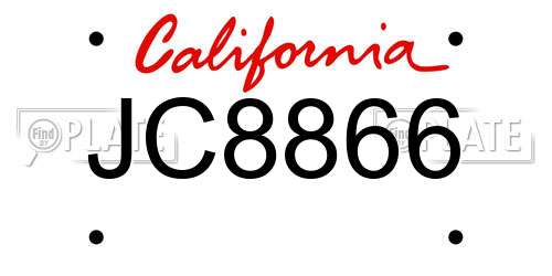 JC8866 California License Plate