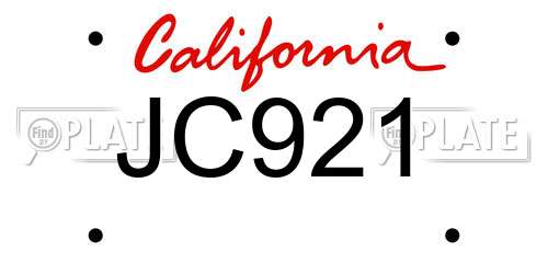 JC921 California License Plate