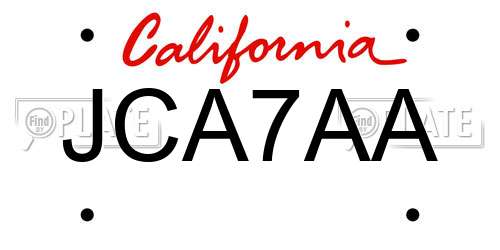 JCA7AA California License Plate