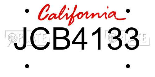 JCB4133 California License Plate