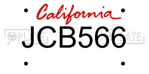JCB566 California License Plate