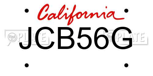 JCB56G California License Plate