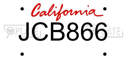 JCB866 California License Plate