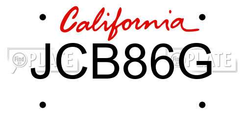 JCB86G California License Plate