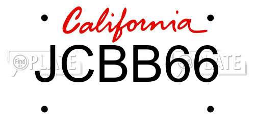 JCBB66 California License Plate