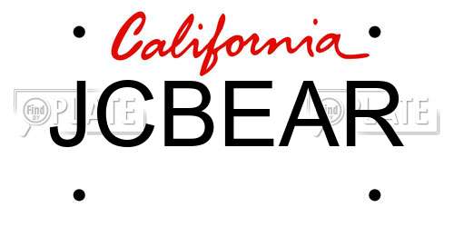 JCBEAR California License Plate