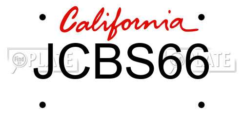 JCBS66 California License Plate