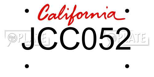JCC052 California License Plate