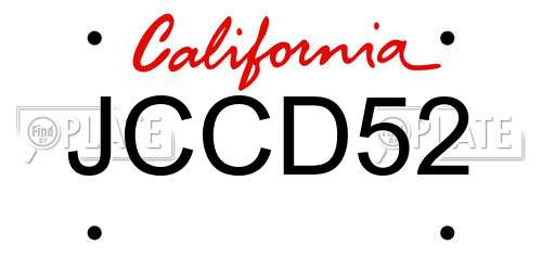 JCCD52 California License Plate
