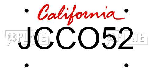 JCCO52 California License Plate