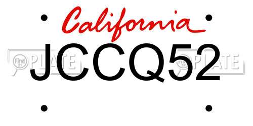 JCCQ52 California License Plate