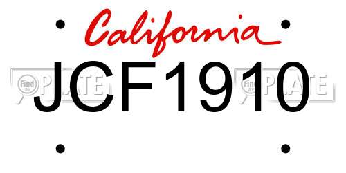 JCF1910 California License Plate
