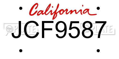 JCF9587 California License Plate