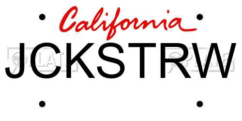 JCKSTRW California License Plate