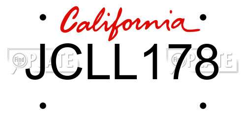 JCLL178 California License Plate