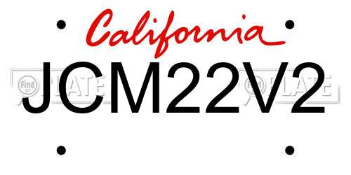 JCM22V2 California License Plate