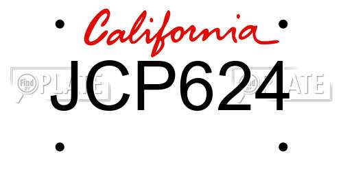 JCP624 California License Plate