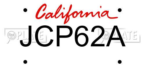 JCP62A California License Plate