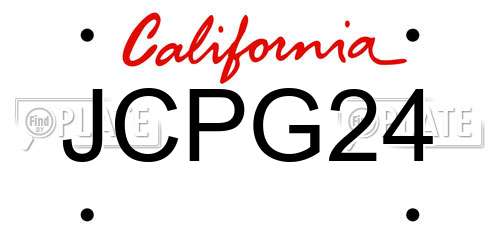 JCPG24 California License Plate