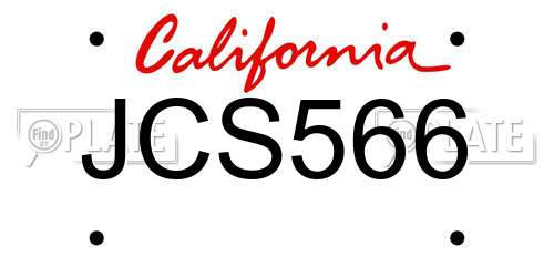 JCS566 California License Plate