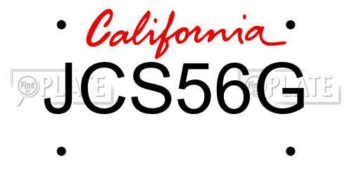 JCS56G California License Plate