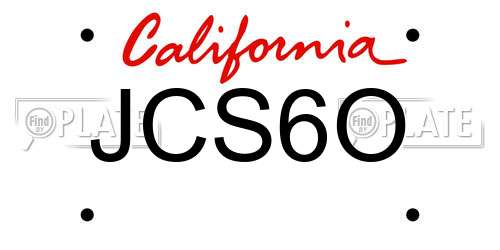 JCS6O California License Plate