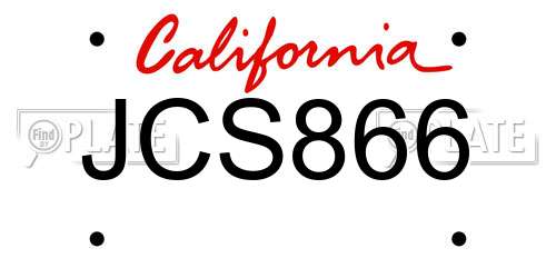 JCS866 California License Plate
