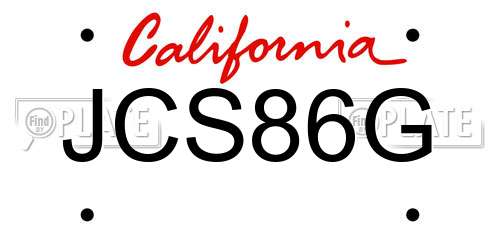 JCS86G California License Plate