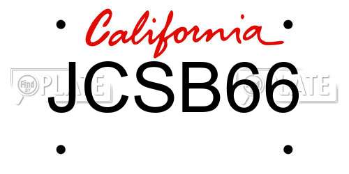JCSB66 California License Plate