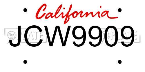 JCW9909 California License Plate