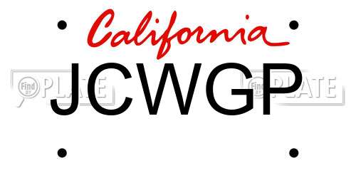 JCWGP California License Plate