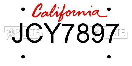 JCY7897 California License Plate