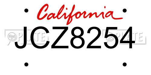 JCZ8254 California License Plate