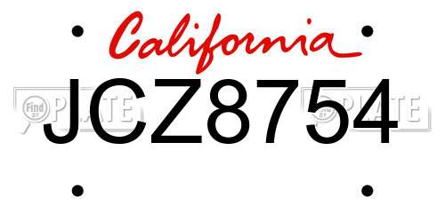 JCZ8754 California License Plate