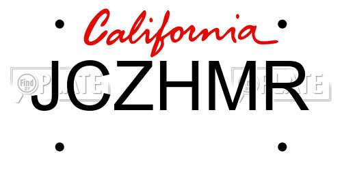 JCZHMR California License Plate