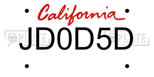 JD0D5D California License Plate