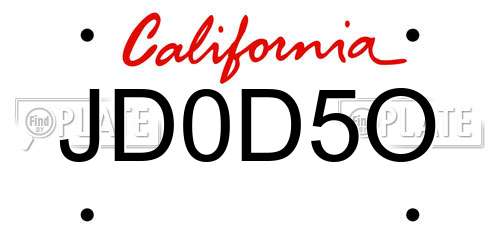 JD0D5O California License Plate