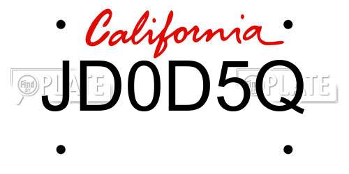 JD0D5Q California License Plate