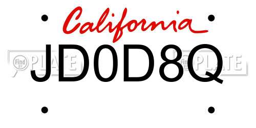 JD0D8Q California License Plate