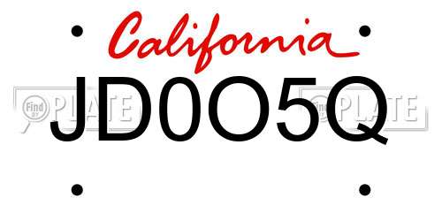 JD0O5Q California License Plate