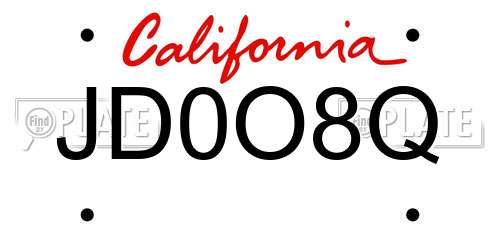 JD0O8Q California License Plate