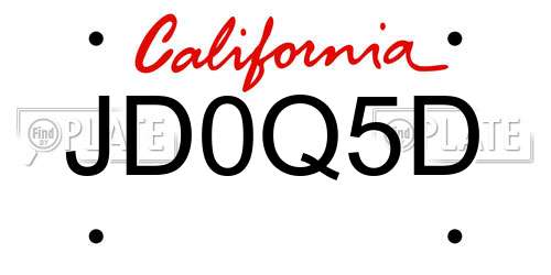 JD0Q5D California License Plate