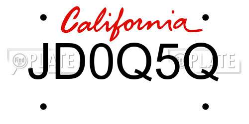 JD0Q5Q California License Plate