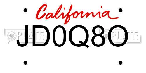 JD0Q8O California License Plate