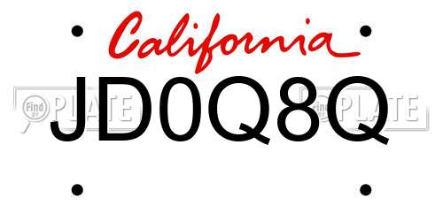 JD0Q8Q California License Plate