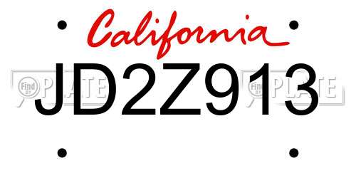 JD2Z913 California License Plate