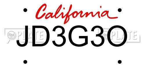 JD3G3O California License Plate